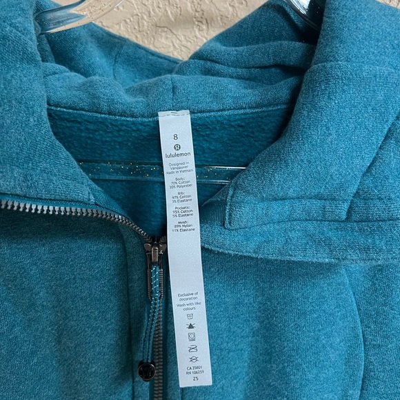 Lululemon Scuba Zip Up Hoodie Jacket in Heathered Teal size 8 - Picture 2 of 11